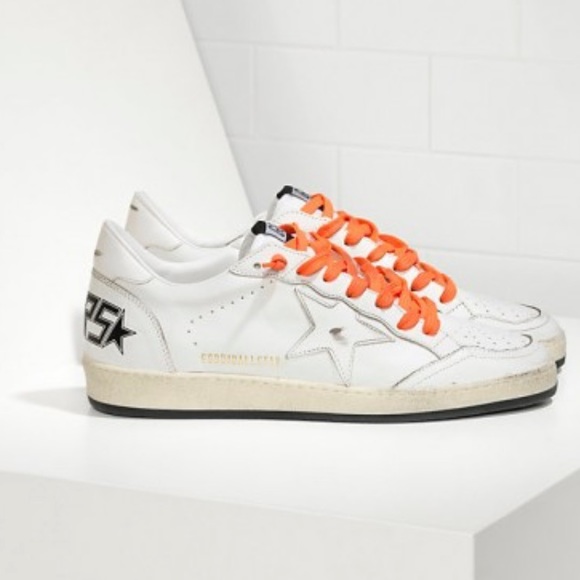 Women's Golden Goose sneakers ball star leather in orange lace - Main Image